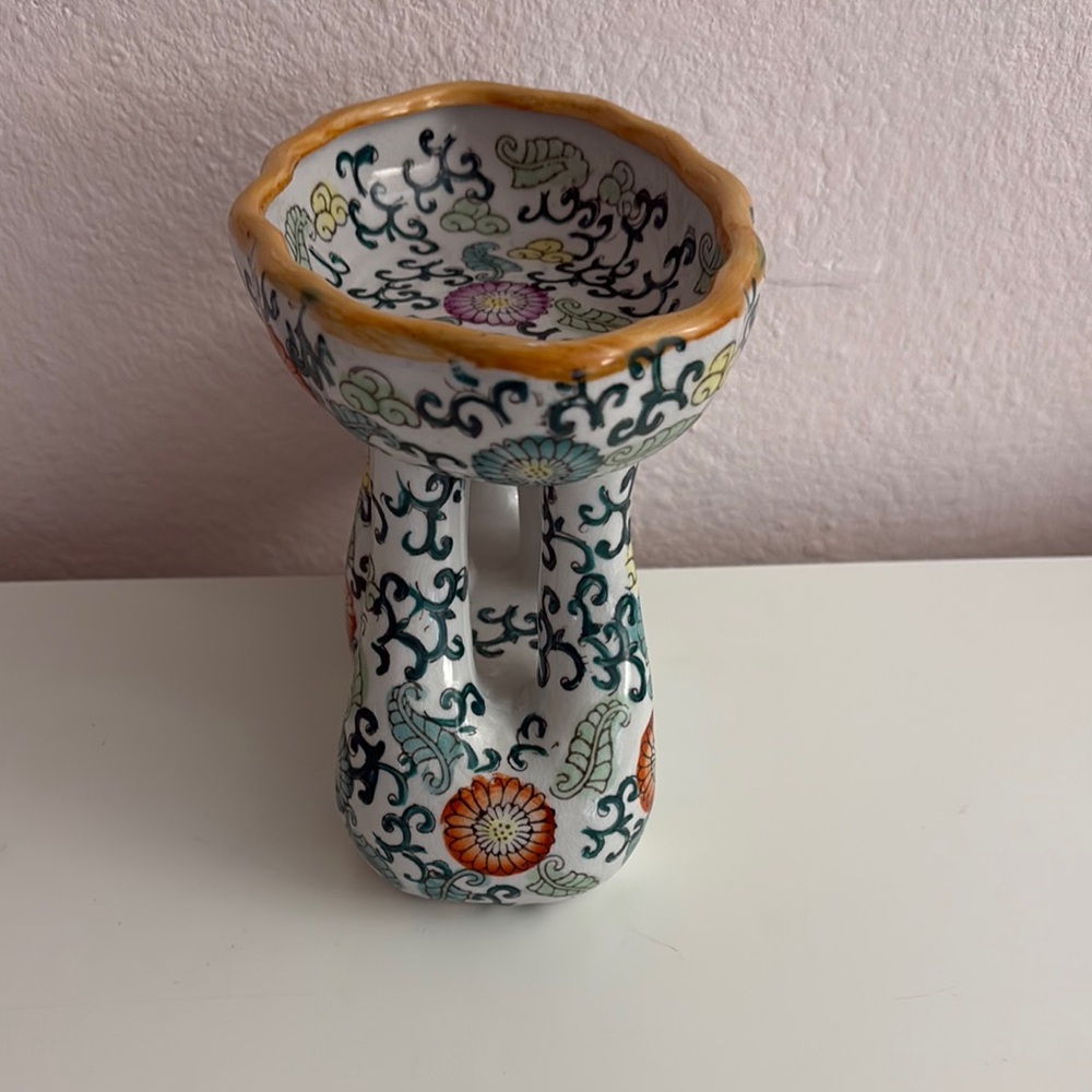 Decorative Hand-Painted Floral Ceramic Bowl in Multicolor - Picture 2 of 6